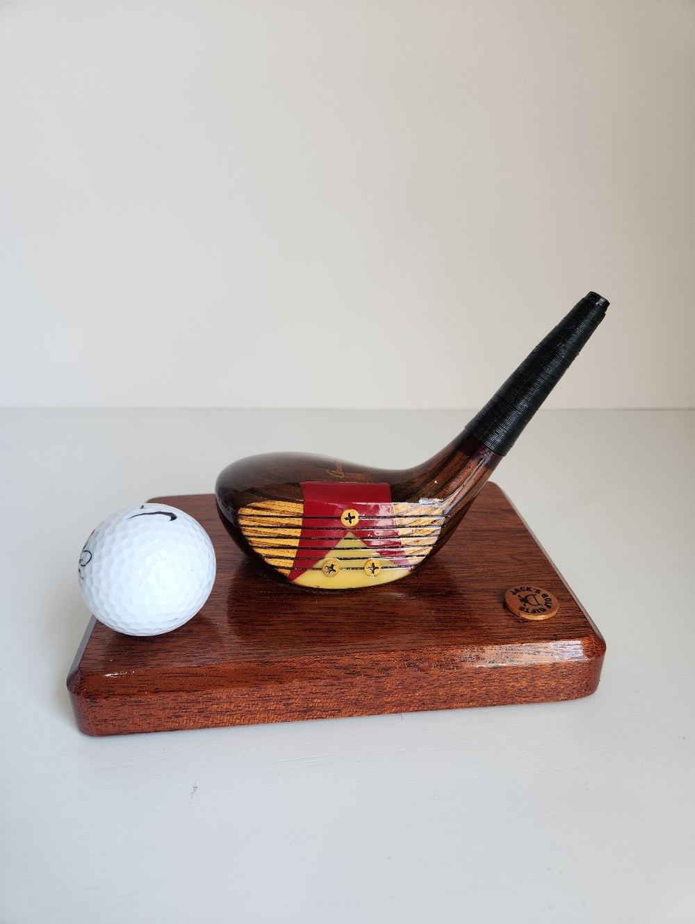 Vintage Arnold Palmer Wooden Golf Club Business Card Holder Red Invitational